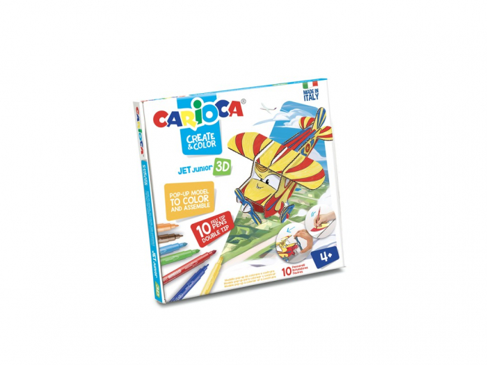 Set creativ DiY avion din carton model 3D, de colorat [1]