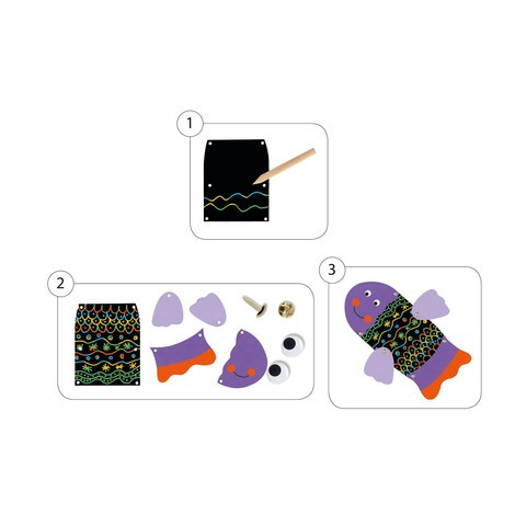 Set creativ cu planse de razuit, Animale amuzante, Djeco, varsta 3 - 6 ani, Baiat, Fata [3]