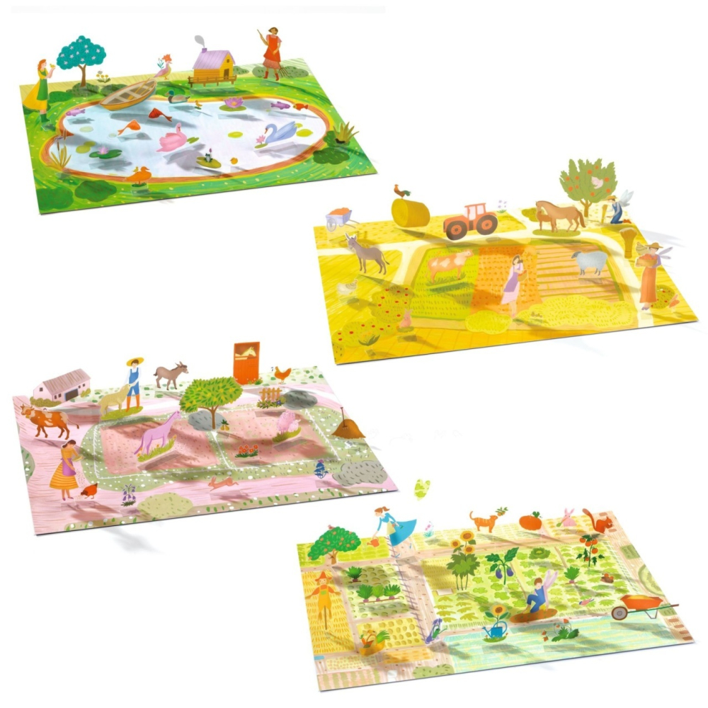 Set creativ de stickere reutilizabile Ferma, Djeco pentru Baiat, Fata varsta 45722 [5]