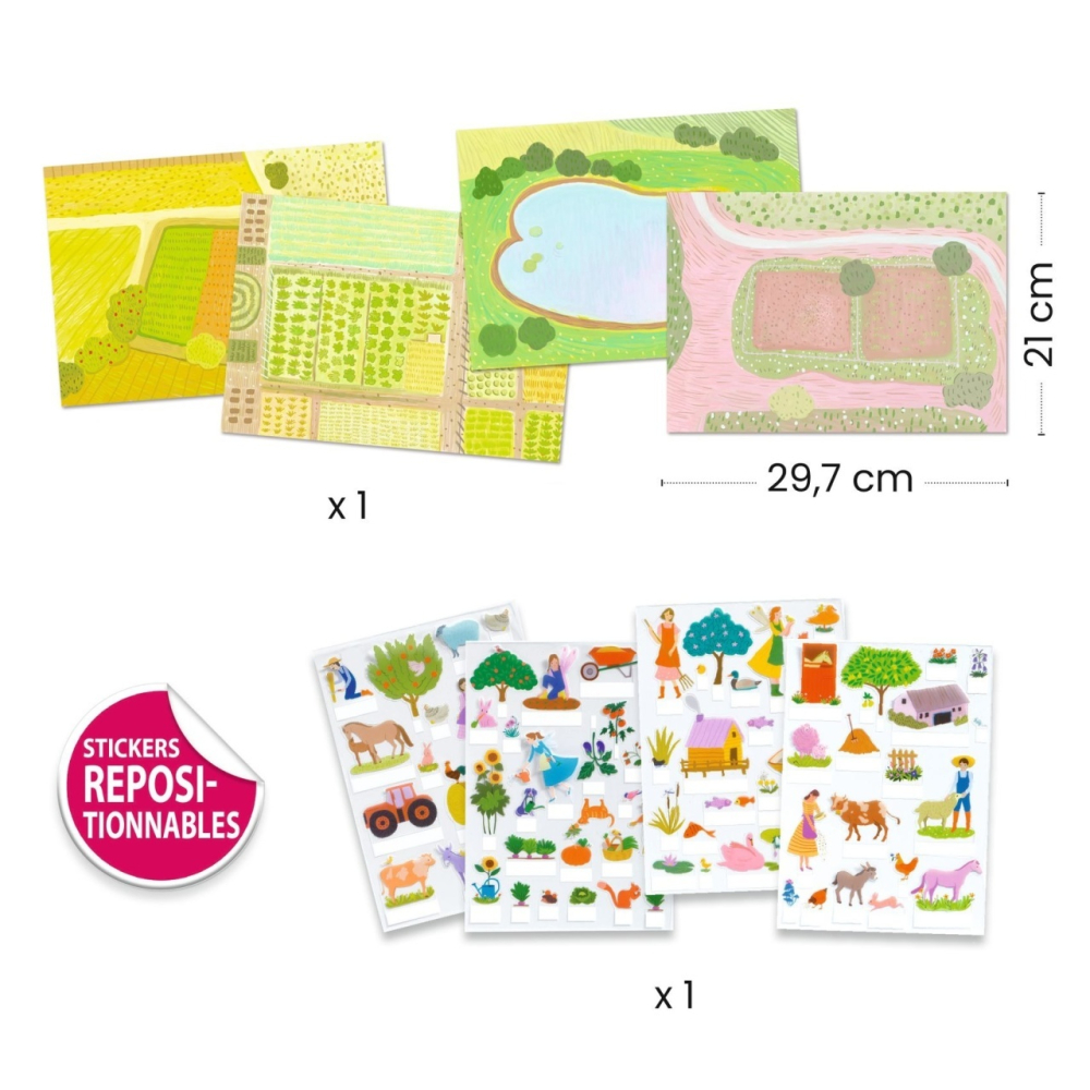Set creativ de stickere reutilizabile Ferma, Djeco pentru Baiat, Fata varsta 45722 [2]