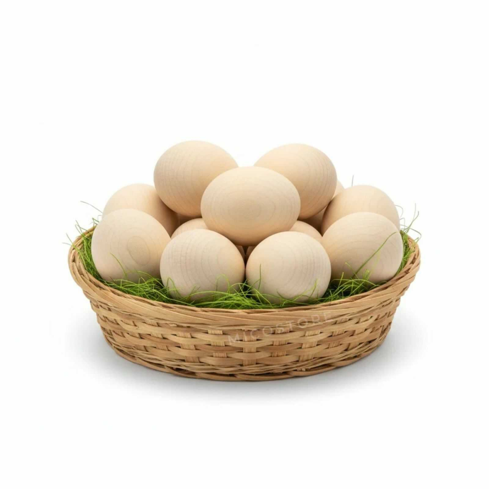 Pachet Paste: iarba decorativa verde 100g + 10 oua din lemn pentru pictat [6]