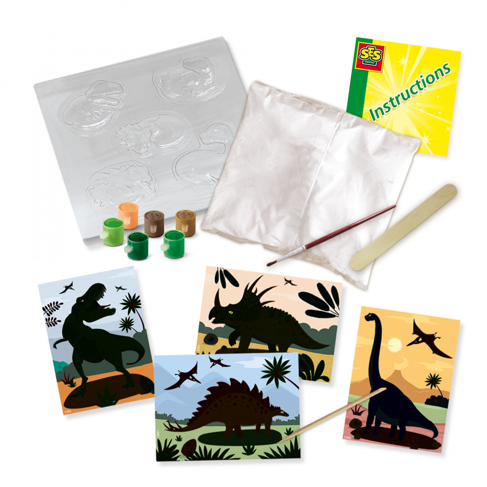 Set creativ pentru copii cu mulaj si pictura - Dinozauri 2 in 1, razuire [3]