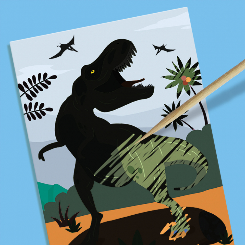 Set creativ pentru copii cu mulaj si pictura - Dinozauri 2 in 1, razuire [4]