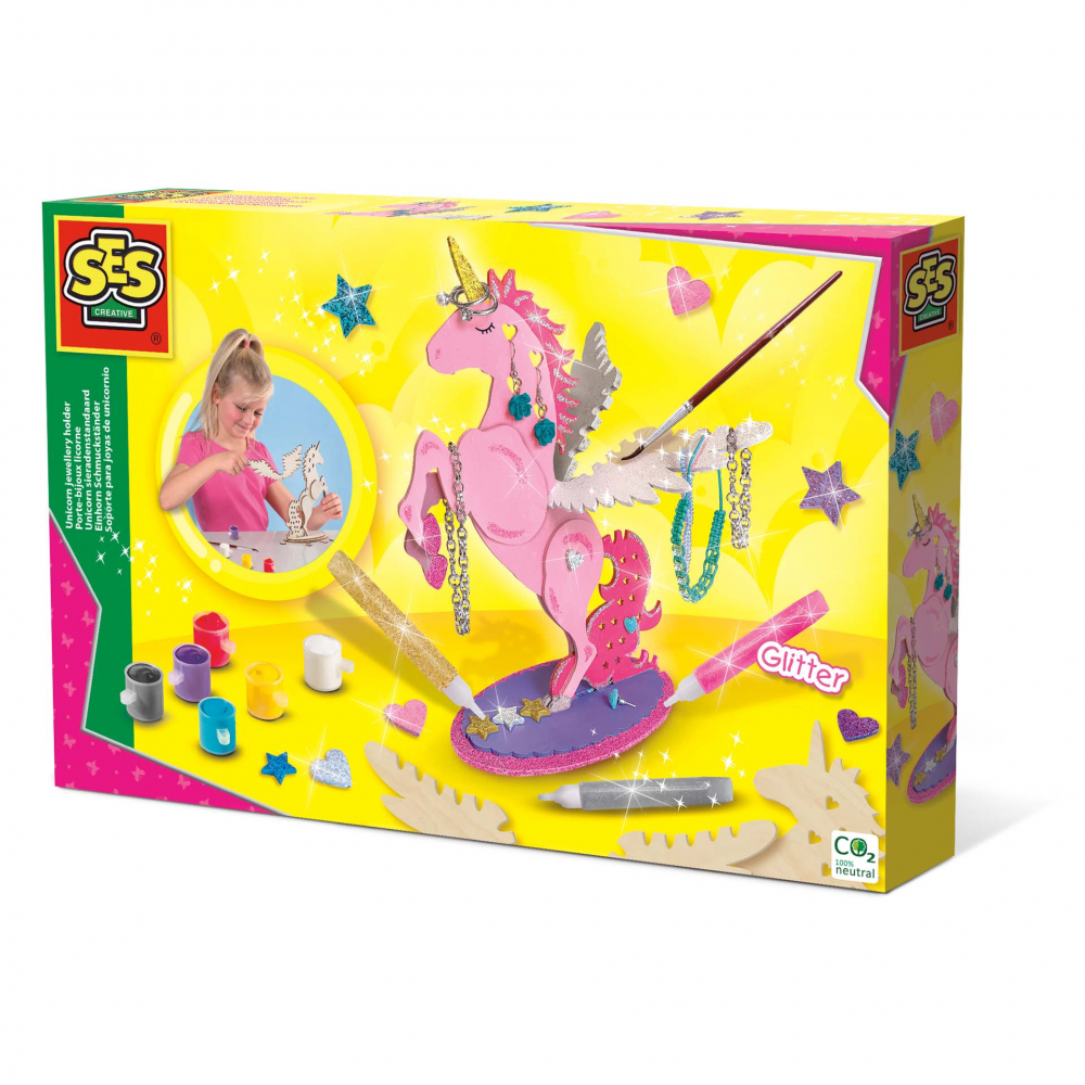 Set creativ pentru copii cu suport de bijuterii cu unicorn si sclipici [5]