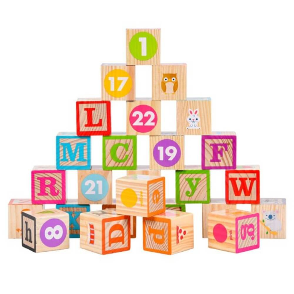 Set Cuburi Montessori din Lemn pentru Copii 18 luni+, Litere, Cifre și Animale [8]