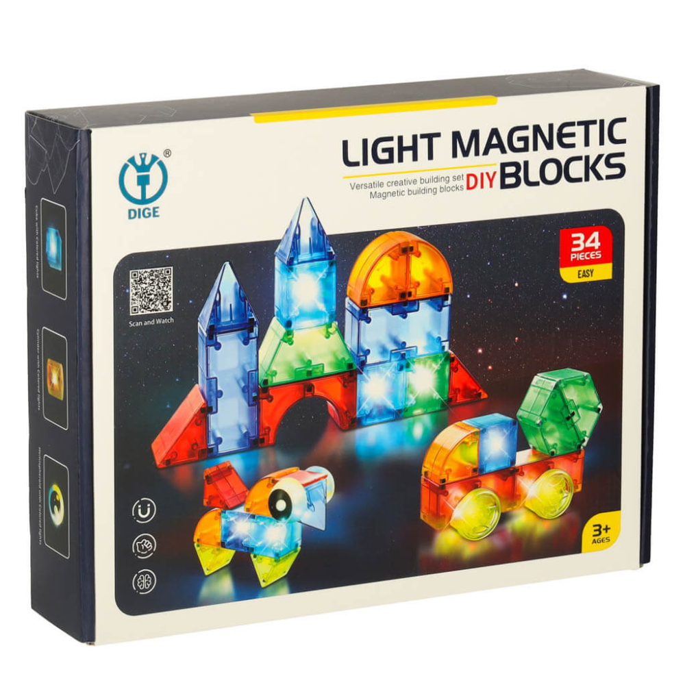 Cuburi magnetice 3D cu LED – Set 34 piese de constructie interactive pentru copii [11]