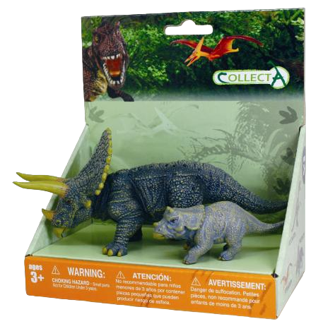 Set de 2 figurine pictate manual Triceratops cu pui 89312 [1]