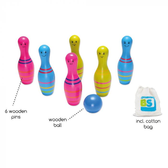 Set de bowling din lemn Skittles Jr., 3-7 ani [6]