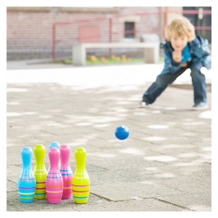 Set de bowling din lemn Skittles Jr., 3-7 ani [5]