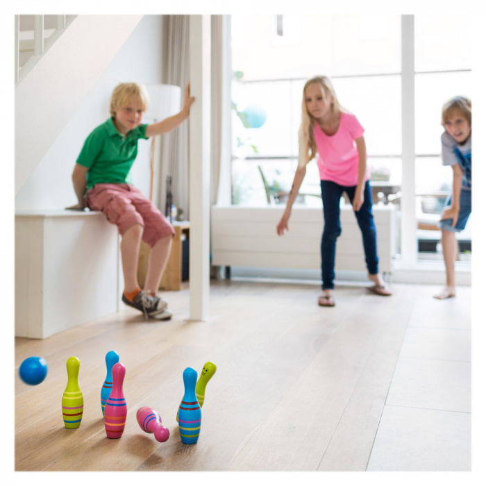 Set de bowling din lemn Skittles Jr., 3-7 ani [4]