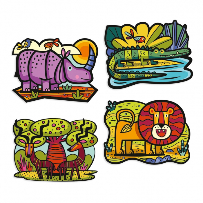 Animale catifelate, Set cu planse de colorat, Djeco [3]