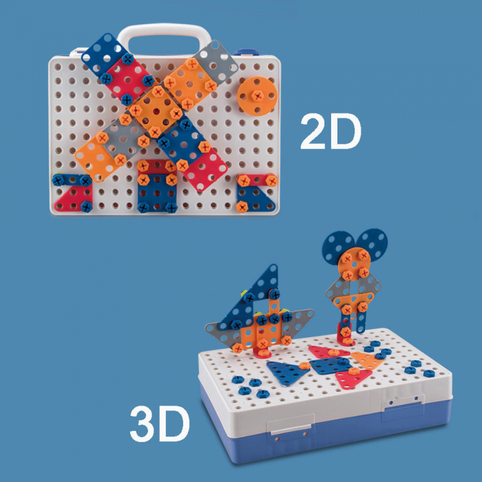 Set de constructie 3D cu surubelnita si cheie, Parcul copiilor si al animalutelor [4]