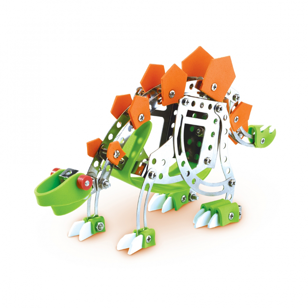 Set de constructie copii - Dinozauri din metal T-rex si Stegosaurus [5]
