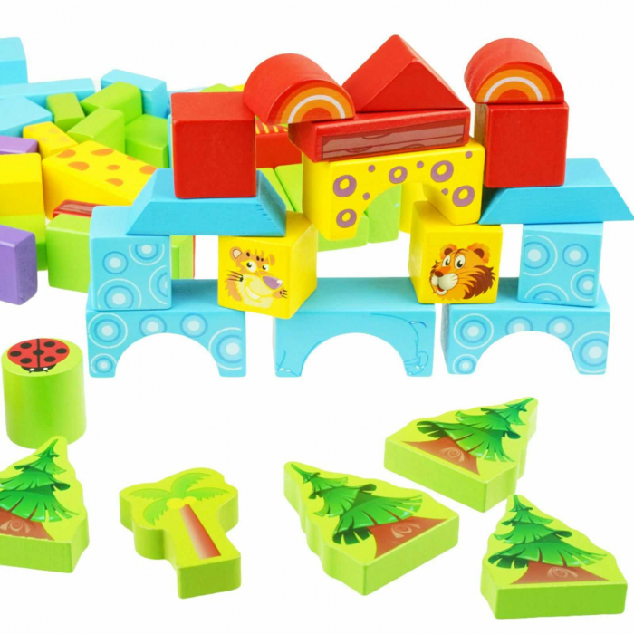 Set 100 cuburi constructie din lemn ⭐Cuburi litere si cifre. [5]