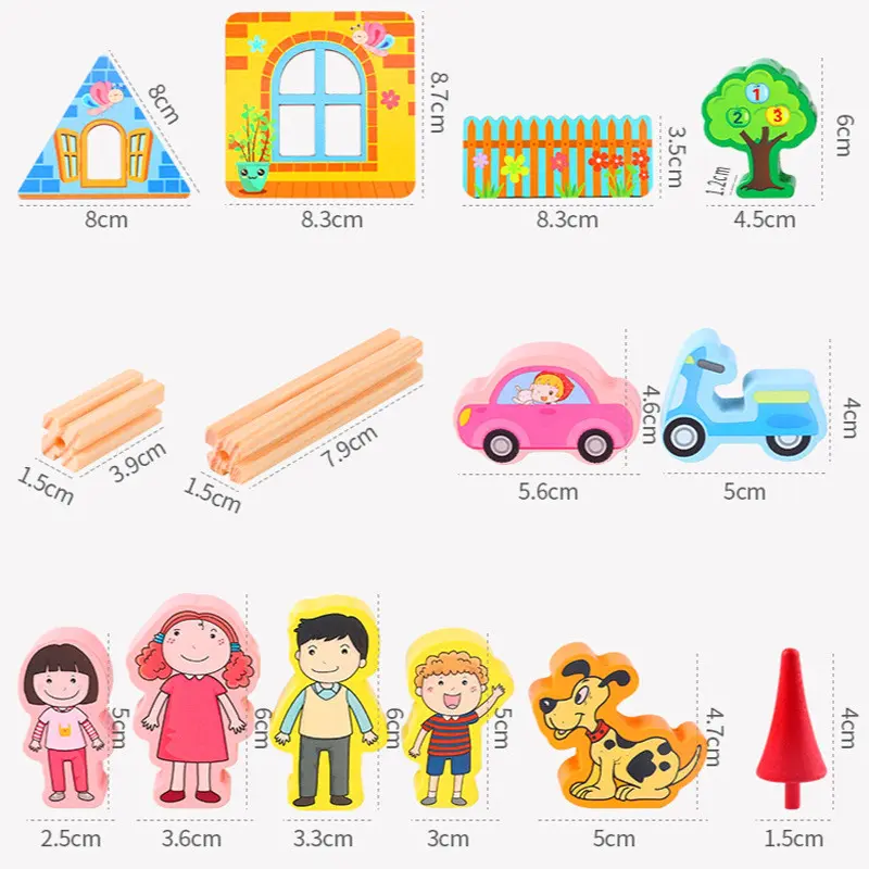 Set cuburi constructie Micul Arhitect ❤️ cu 128 piese lemn. [3]