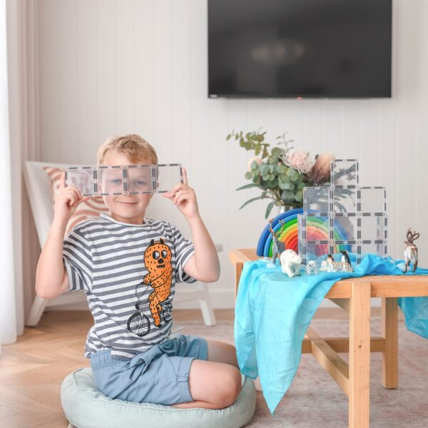 Set de constructie magnetic, 12 de piese, cu forme dreptunghiulare, Transparent, Magnetic Tiles [2]