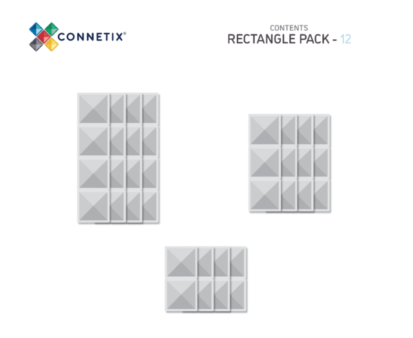 Set de constructie magnetic, 12 de piese, cu forme dreptunghiulare, Transparent, Magnetic Tiles [5]