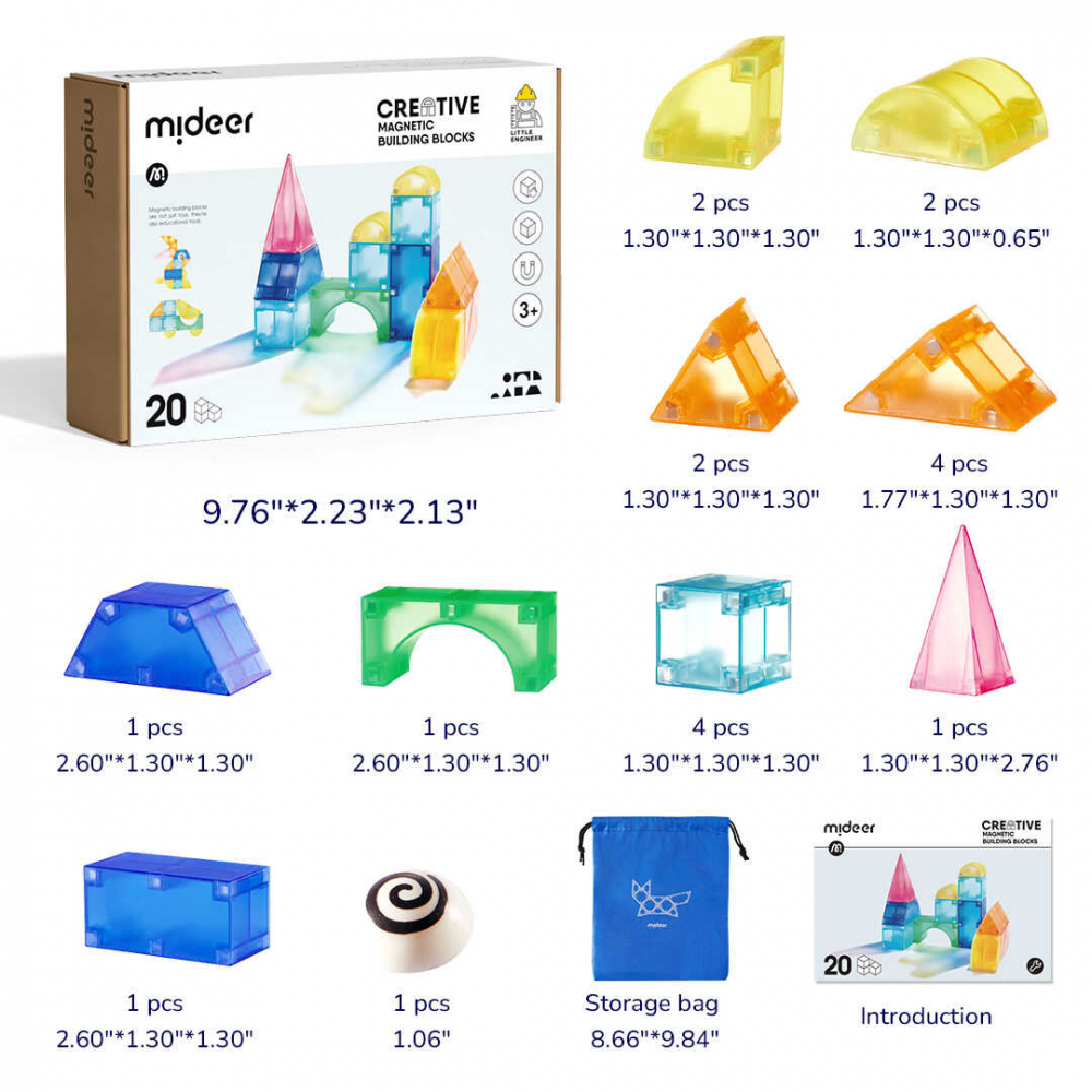 Set de constructie magnetic, 20 piese colorate [2]