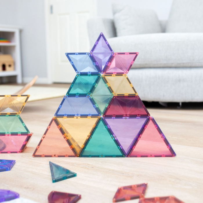 Set de constructie magnetic, 48 de piese, cu forme geometrice, Pastel, Magnetic Tiles [6]