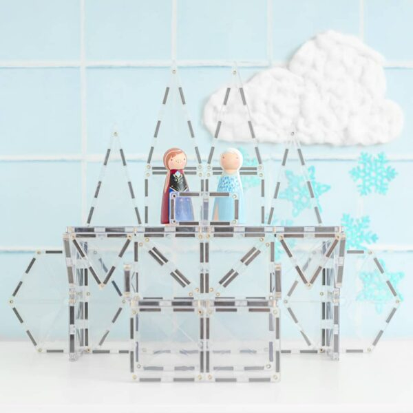 Set de constructie magnetic, 34 de piese transparente, cu forme geometrice, Clear Connetix Magnetic Tiles [5]