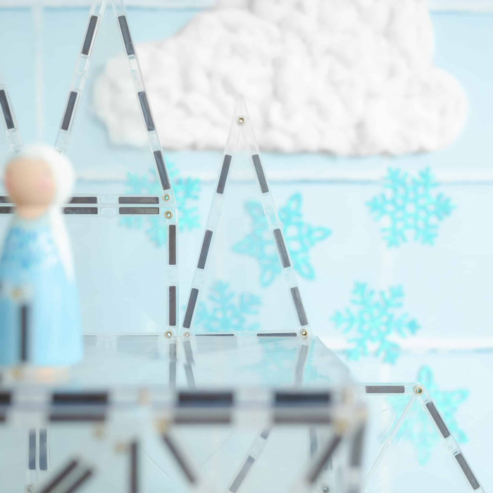 Set de constructie magnetic, 34 de piese transparente, cu forme geometrice, Clear Connetix Magnetic Tiles [3]