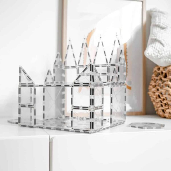 Set de constructie magnetic, 34 de piese transparente, cu forme geometrice, Clear Connetix Magnetic Tiles [2]