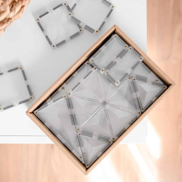 Set de constructie magnetic, 34 de piese transparente, cu forme geometrice, Clear Connetix Magnetic Tiles [4]