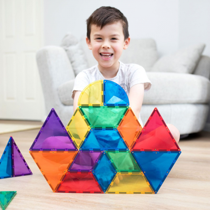 Set de constructie magnetic, 36 de piese, cu forme geometrice, Multicolor, Expansion Pack Curcubeu, Magnetic Tiles [5]