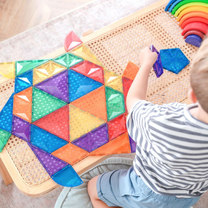 Set de constructie magnetic, 36 de piese, cu forme geometrice, Multicolor, Expansion Pack Curcubeu, Magnetic Tiles [2]