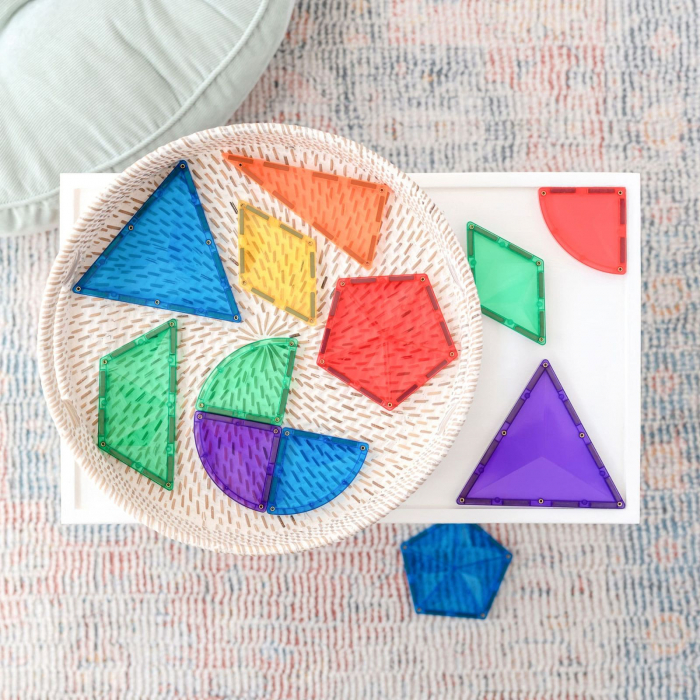 Set de constructie magnetic, 36 de piese, cu forme geometrice, Multicolor, Expansion Pack Curcubeu, Magnetic Tiles [4]