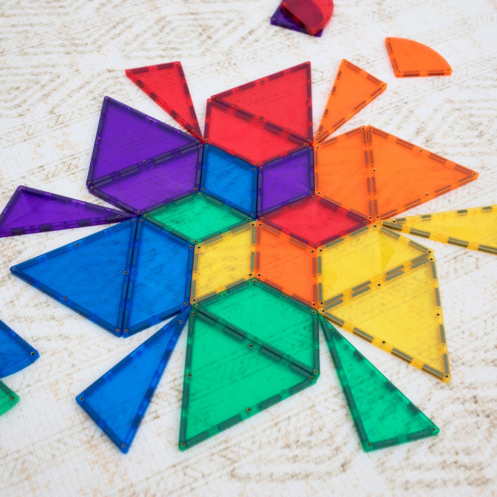 Set de constructie magnetic, 36 de piese, cu forme geometrice, Multicolor, Expansion Pack Curcubeu, Magnetic Tiles [6]