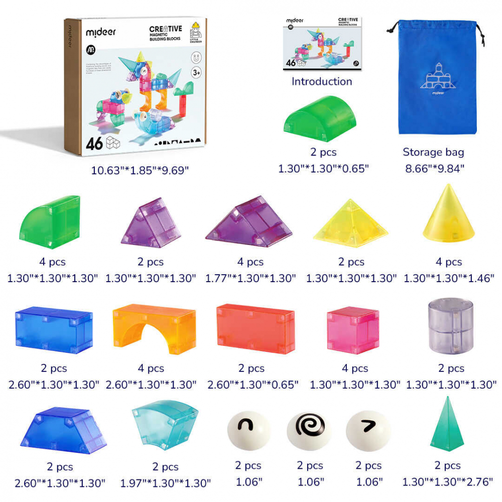 Set de constructie magnetic, 46 piese colorate [2]