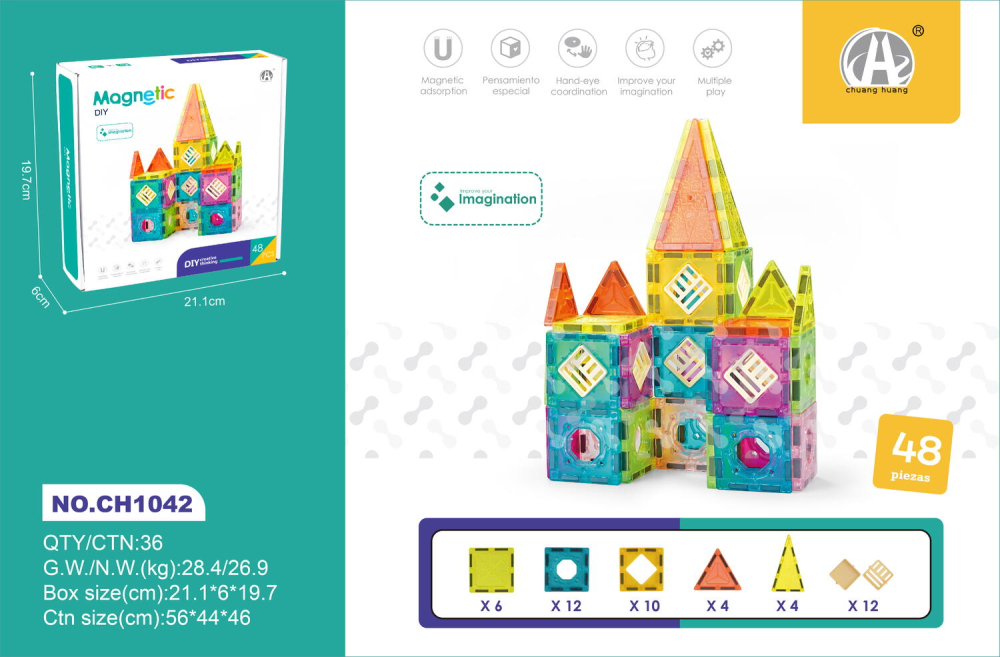 Set de constructie magnetic - 48 piese (5.5 cm) [2]