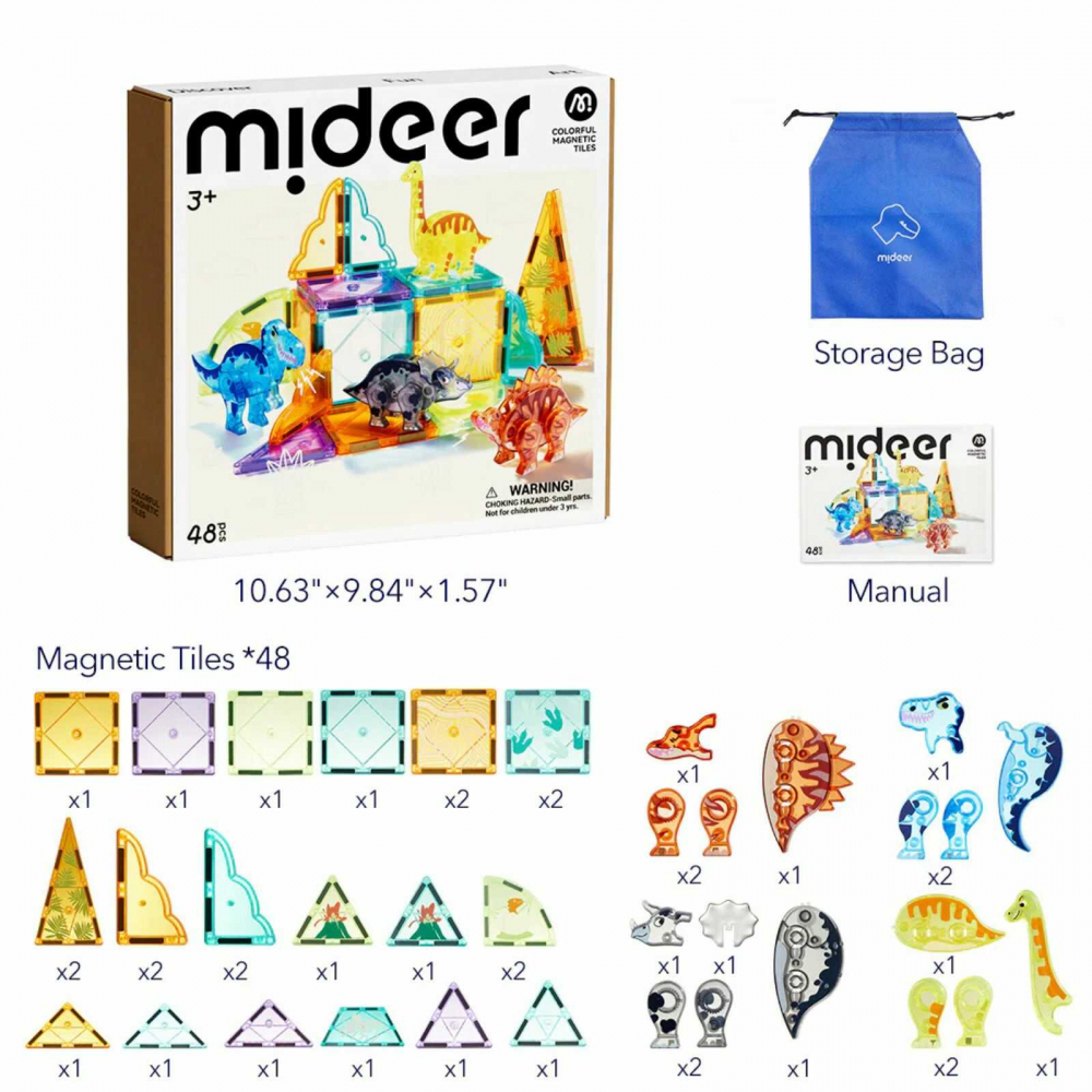 Set Constructie Magnetic Dinozauri 48 Piese MiDeer Jurassic Adventure [2]
