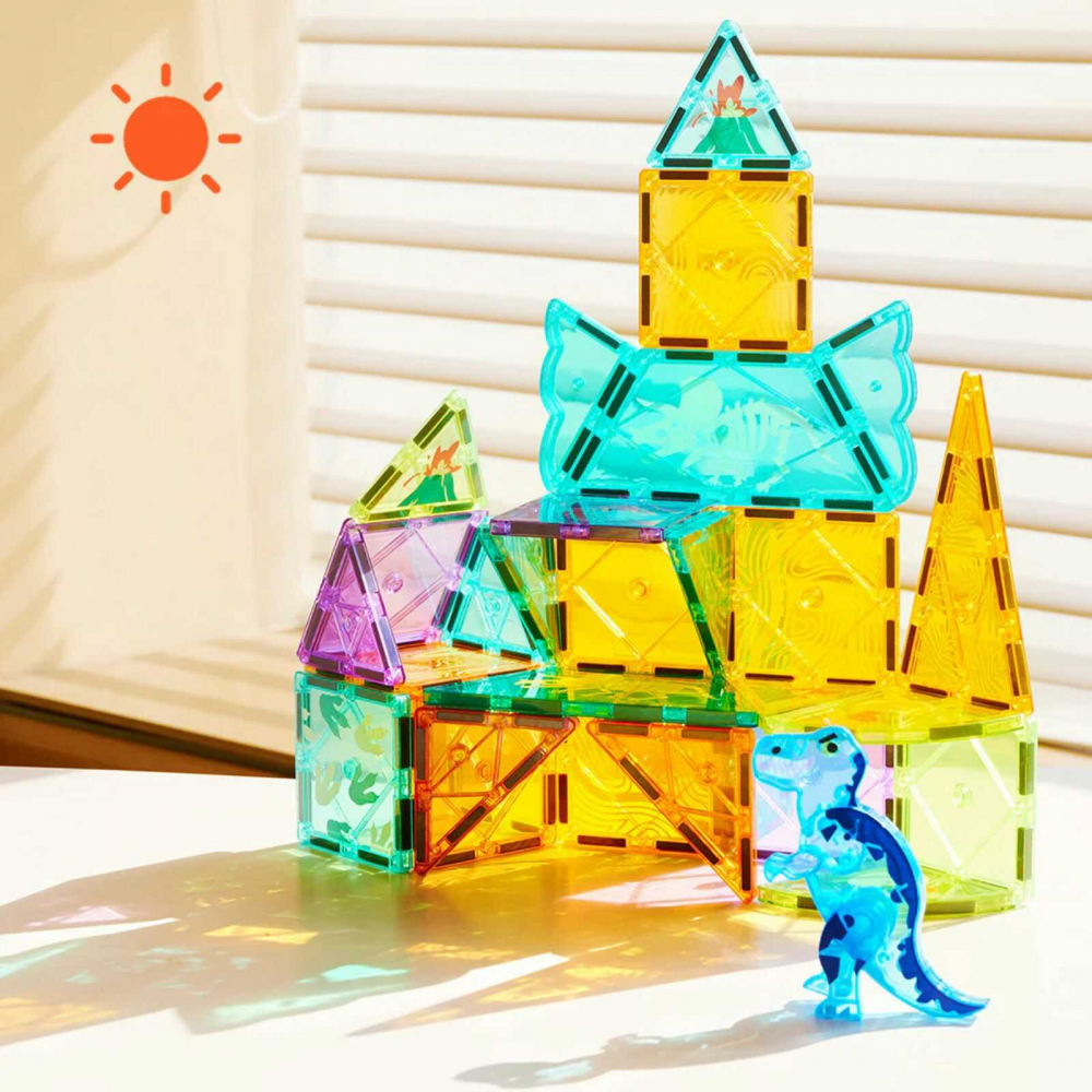 Set Constructie Magnetic Dinozauri 48 Piese MiDeer Jurassic Adventure [5]