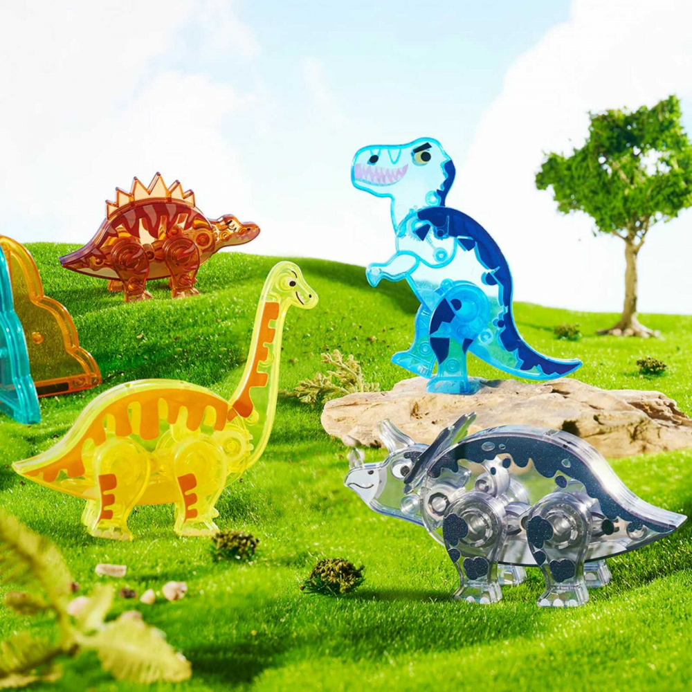 Set Constructie Magnetic Dinozauri 48 Piese MiDeer Jurassic Adventure [4]