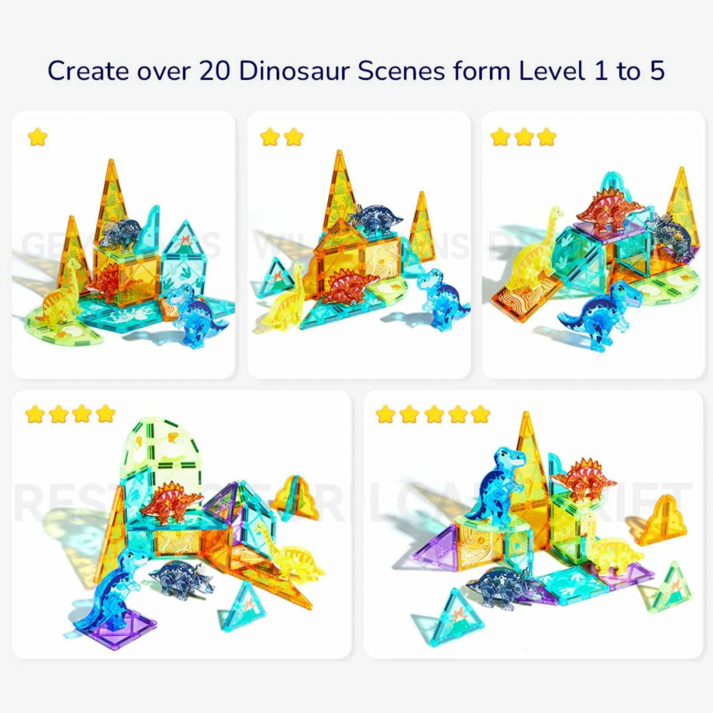 Set Constructie Magnetic Dinozauri 48 Piese MiDeer Jurassic Adventure [8]