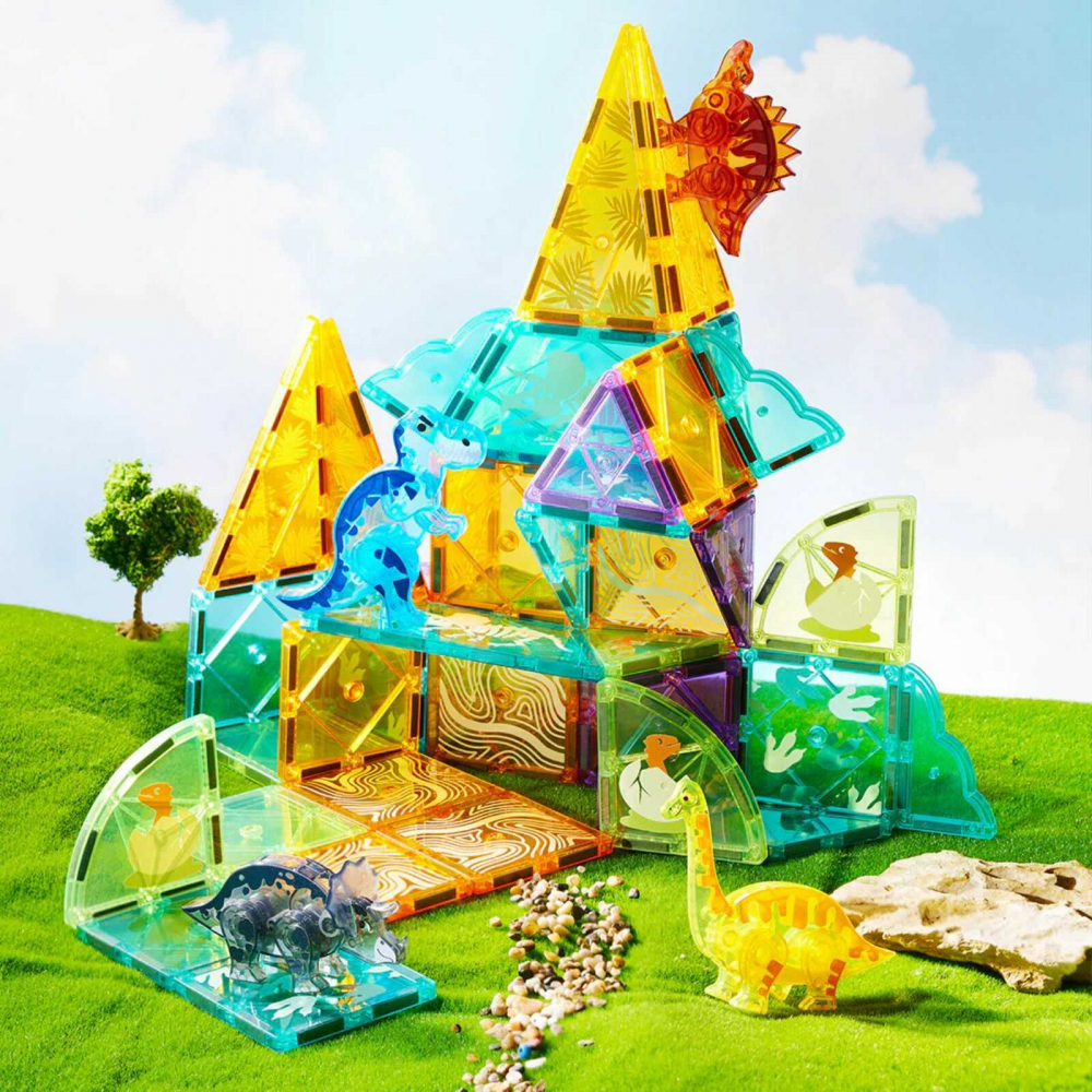 Set Constructie Magnetic Dinozauri 48 Piese MiDeer Jurassic Adventure [3]