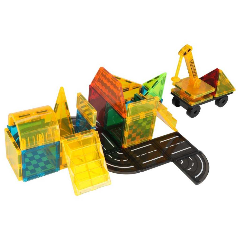 Set de constructie magnetic, 50 piese, 3D, Vehicule Santier, STEM, Blocuri magnetice [4]
