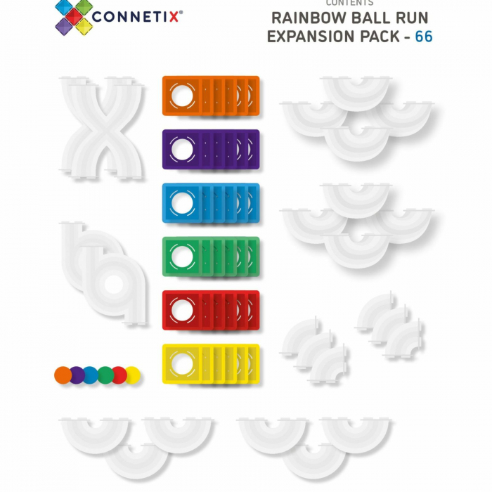 Set de constructie magnetic, 66 de piese, cu pista pentru mingi, Multicolor, Ball Run Expansion Pack, Magnetic Tiles [8]