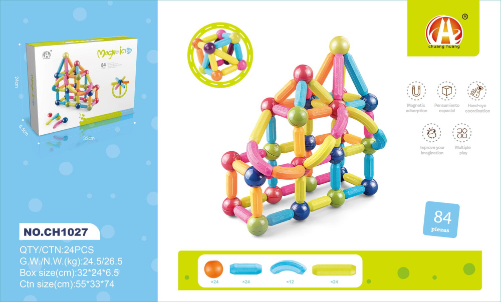 Set de constructie magnetic - Forme 3D (84 piese) [2]