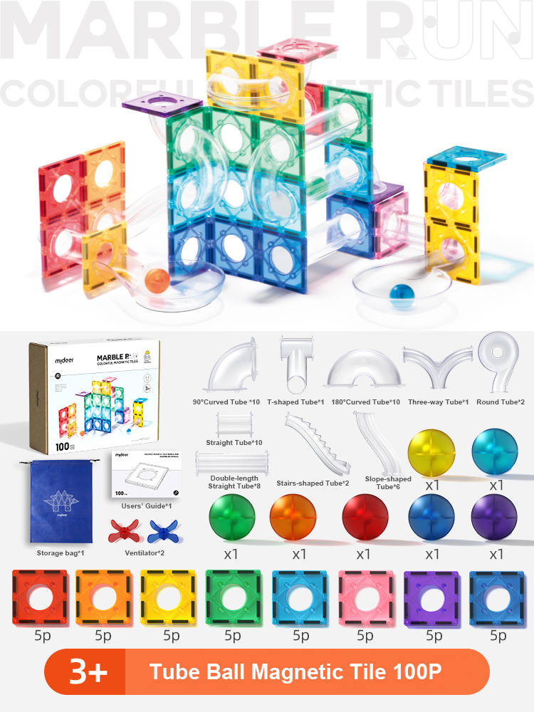 Set de constructie magnetic, marble run, 100 piese [3]