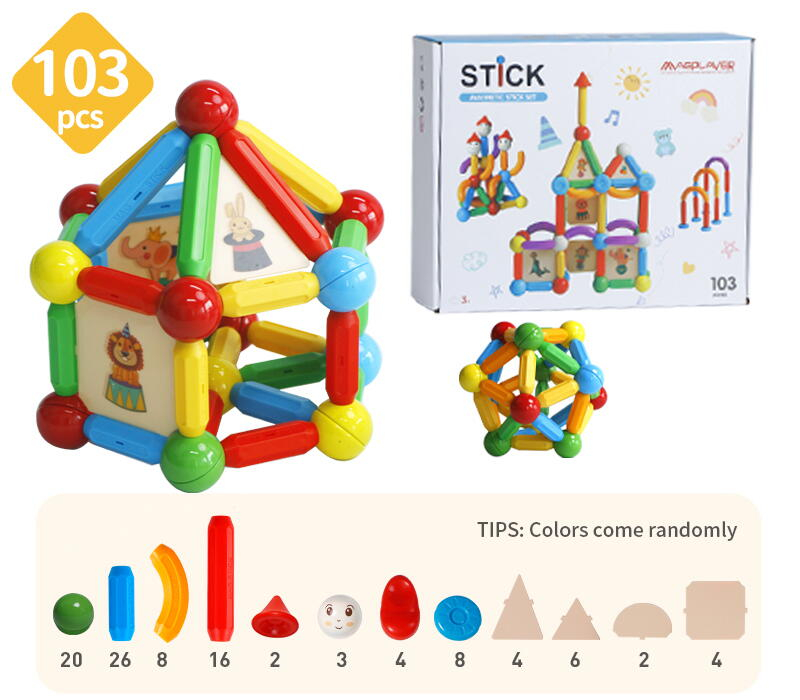 Set de constructie magnetic - STICK (103 piese) [4]
