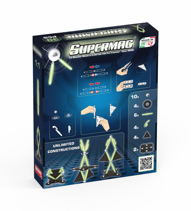 Set de constructie magnetic Supermag Projects Glow, 30 piese [2]