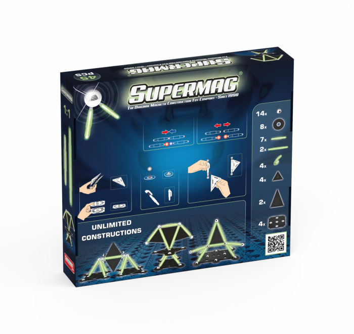 Set de constructie magnetic Supermag Projects Glow, 45 piese [2]