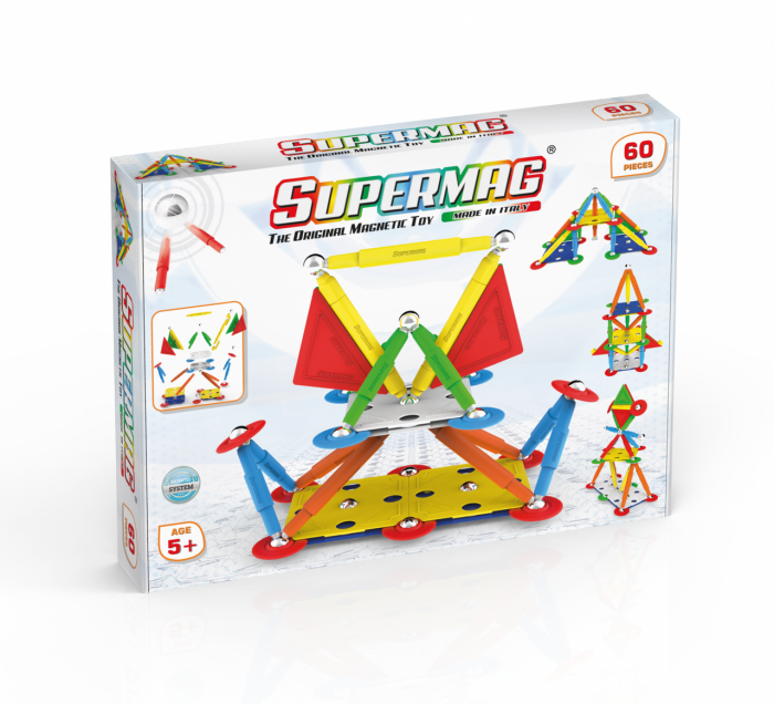 Set de constructie magnetic Supermag Projects Multicolor, 60 piese [1]