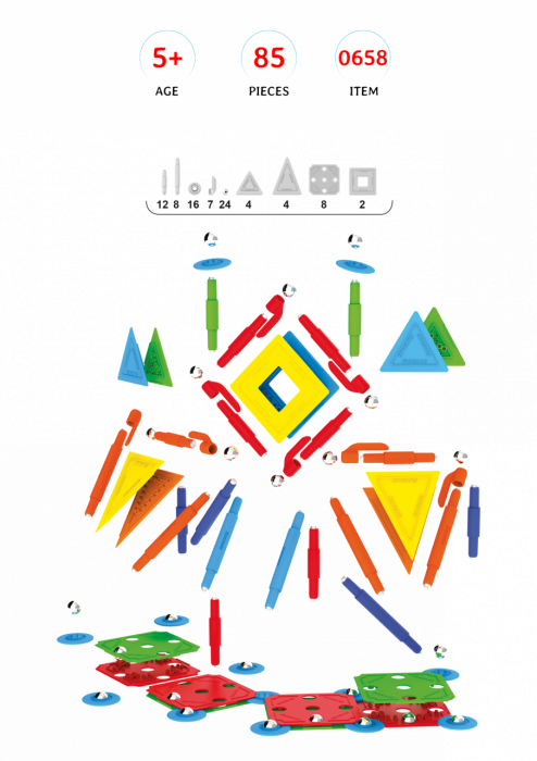 Set de constructie magnetic Supermag Projects Multicolor, 85 piese [3]
