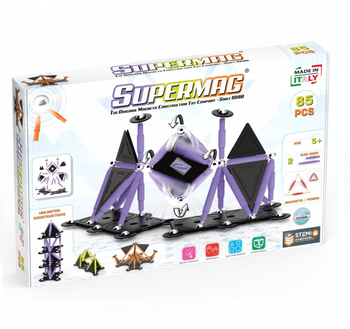 Set de constructie magnetic Supermag Projects Tehnicolor, 85 piese [1]