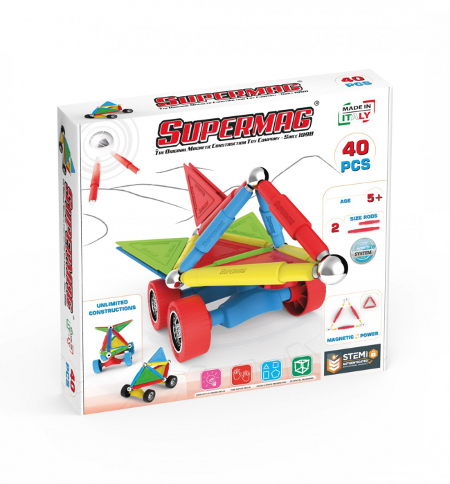 Set de constructie magnetic Supermag Projects Wheels, 40 piese [1]