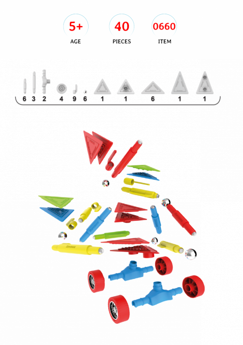 Set de constructie magnetic Supermag Projects Wheels, 40 piese [3]